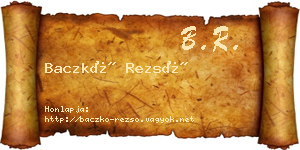Baczkó Rezső névjegykártya